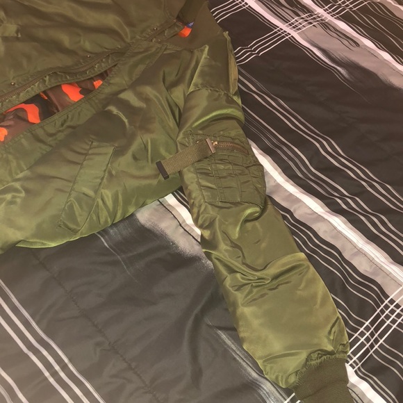 Olive Green Bomber Jacket - Picture 4 of 8